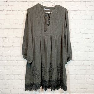 Zara Gray Peasant Style Dress Bottom lace